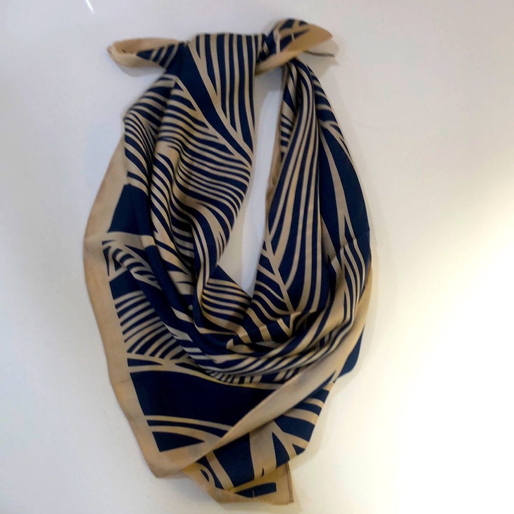 Women’s blue and tan scarf